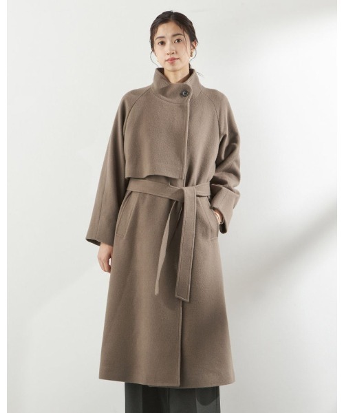 セール】スタンドカラーアシンメトリーコート（チェスターコート