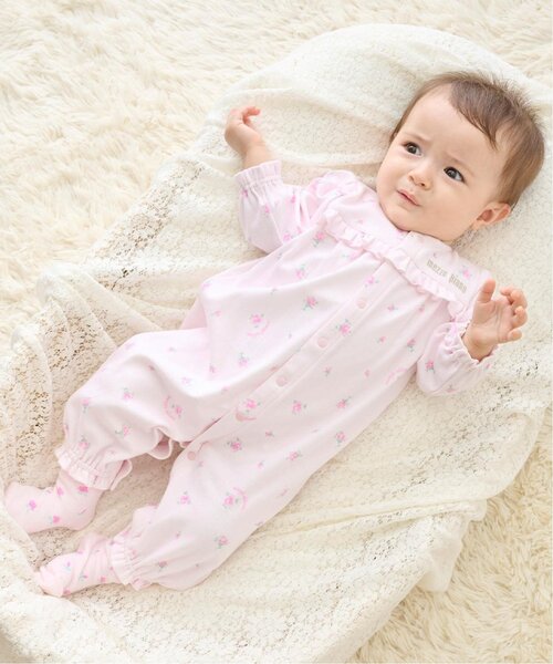 BOX付】リボン・バラ柄2wayオール＆ソックスセット（ベビーギフト