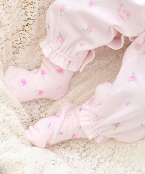 BOX付】リボン・バラ柄2wayオール＆ソックスセット（ベビーギフト