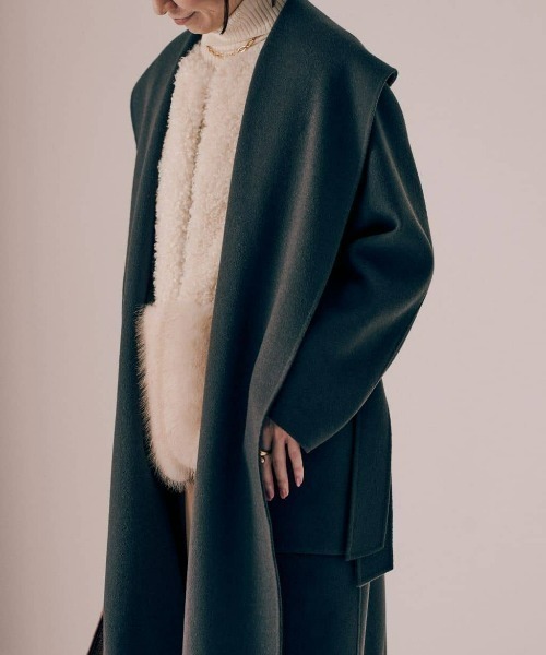 セール】カシミヤ混リバーショールコート（ステンカラーコート