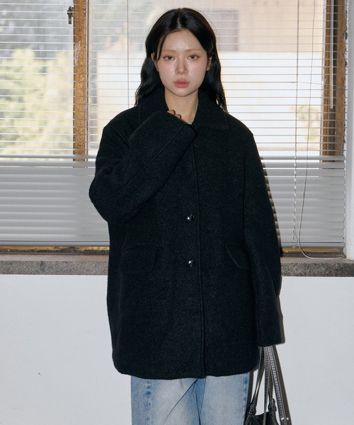 美品 トランジットパーサッチ イタリア製縮絨ウール フーデッド ハーフコート 黒 TRANSIT PAR-SUCH ～2023 AW Collection ～ vol.3 ｜ハミルトンエッセンス