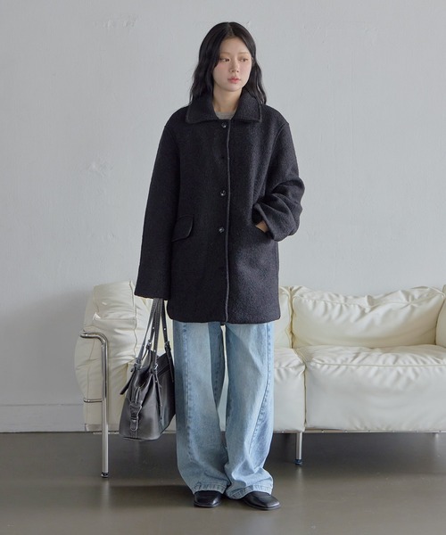 une mansion インナーキルティングペディンウールミディハーフコート インナーキルティングペディンラブリーウールミディハーフコート