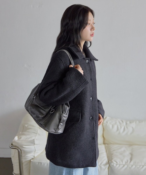 インナーキルティングペディンラブリーウールミディハーフコート