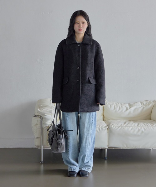 インナーキルティングペディンラブリーウールミディハーフコート