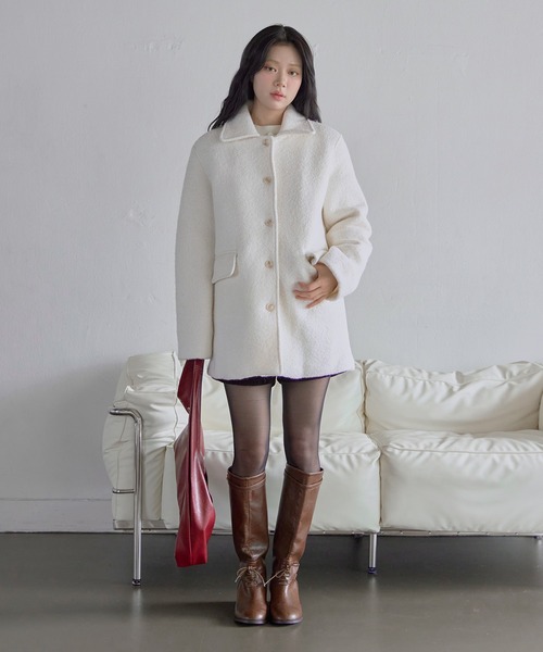 une mansion インナーキルティングペディンウールミディハーフコート インナーキルティングペディンラブリーウールミディハーフコート