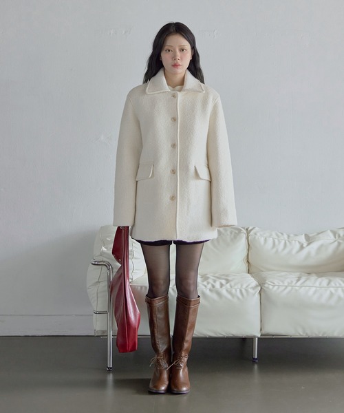 インナーキルティングペディンラブリーウールミディハーフコート