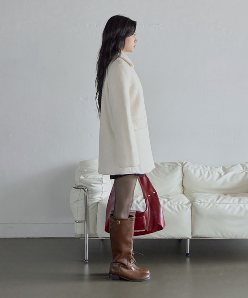 インナーキルティングペディンラブリーウールミディハーフコート