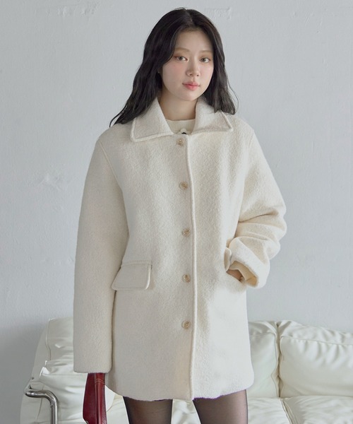 UNE MANSION(ユヌマンション)の「インナーキルティングペディンラブリーウールミディハーフコート(ダウンジャケット/コート・レディース・ブラック/アイボリー・FREE)」の21枚目の写真