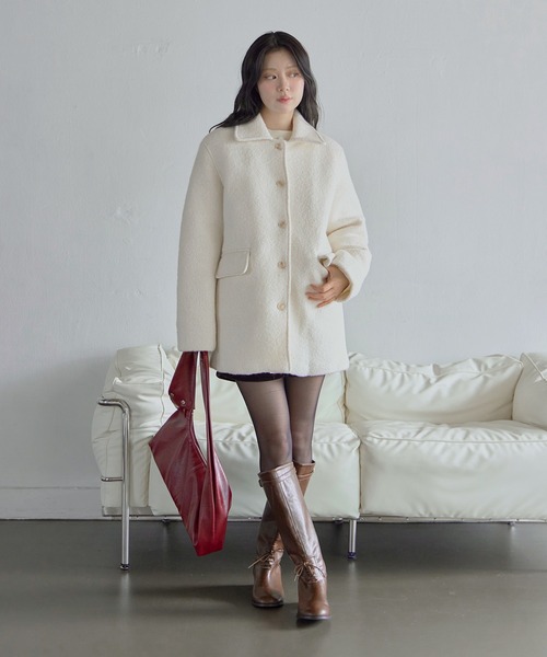 インナーキルティングペディンラブリーウールミディハーフコート