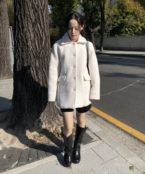 インナーキルティングペディンラブリーウールミディハーフコート