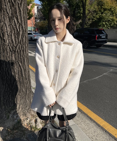 インナーキルティングペディンラブリーウールミディハーフコート