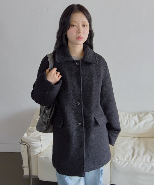 インナーキルティングペディンラブリーウールミディハーフコート