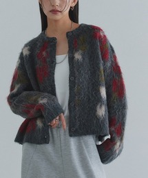 2way花柄シャギーニットカーディガン