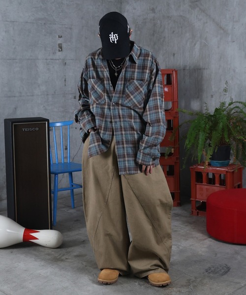 ILL'S(イルズ)の「オンブレチェックシャツ メンズ レディース ユニセックス(シャツ/ブラウス・メンズ・ブラウン・M/L)」の6枚目の写真