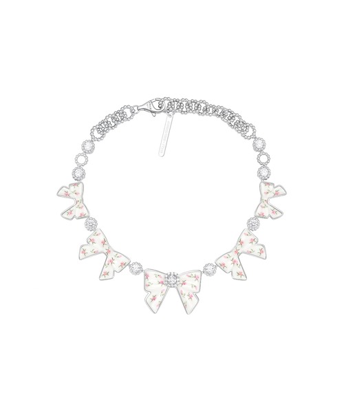 YVMIN(イヴミン)の「CERAMICS BOWKNOT ZIRCON NECKLACE(ネックレス・メンズ・ピンク系その他・OS)」の1枚目の写真