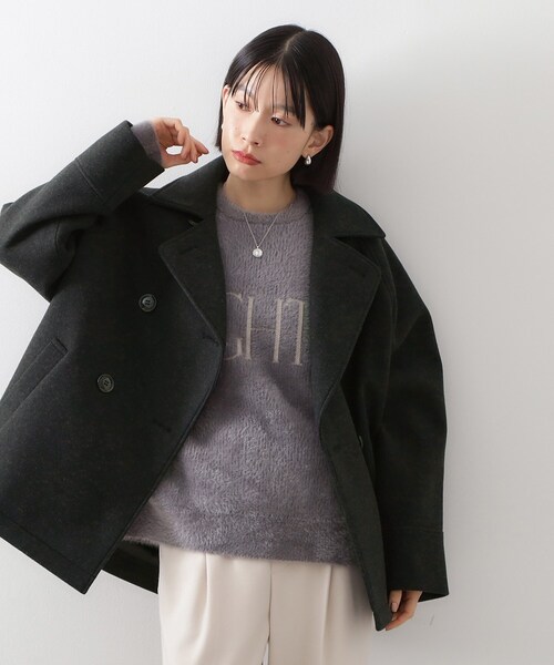 THE SHOP TK (ザ ショップ ティーケー )の「柔らかで大人上品 ジャージメルトンPコート(ピーコート・レディース・スミクロ/ブラウン系その他・13/12)」の3枚目の写真