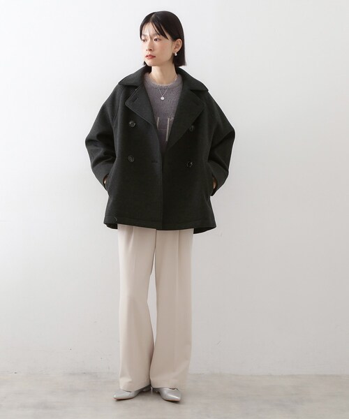 セール】柔らかで大人上品 ジャージメルトンPコート（ピーコート
