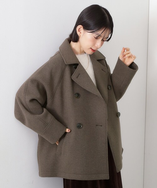 THE SHOP TK (ザ ショップ ティーケー )の「柔らかで大人上品 ジャージメルトンPコート(ピーコート・レディース・スミクロ/ブラウン系その他・13/12)」の7枚目の写真