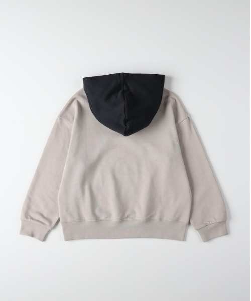 Right-on（ライトオン）の「【Refurbish】配色スウェットパーカー (配色/バイカラー/ロゴ/スウェット/フード/ポケット/カジュアル/デイリー/重ね着/キッズ)（パーカー・キッズ・ブラック/ベージュ・110/120/130/150/160/140）」の6枚目の写真