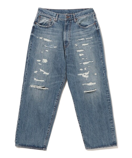 BEAMS(ビームス)の「フェード ダメージ デニムパンツ 【ワイドストレートフィット】(デニムパンツ・メンズ・グレー/インディゴブルー・S/M/L/XL)」の1枚目の写真