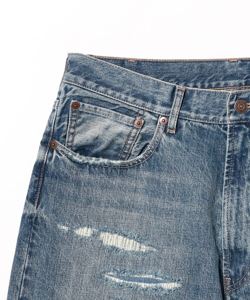 BEAMS(ビームス)の「フェード ダメージ デニムパンツ 【ワイドストレートフィット】(デニムパンツ・メンズ・グレー/インディゴブルー・S/M/L/XL)」の4枚目の写真