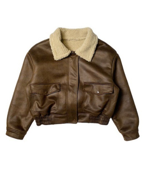 セール】ボア襟フェイクレザージャケット（ライダースジャケット