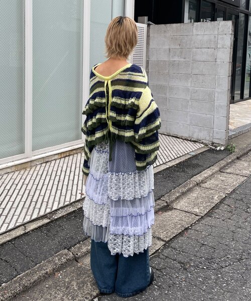 HELLO.SANFRANCISCO（ハローサンフランシスコ）の「【HELLO.SANFRANCISCO/ハローサンフランシスコ】マルチボーダーシアーフリルニット（ニット/セーター・レディース・イエロー/ピンク/グレー・ONE SIZE）」の17枚目の写真