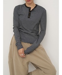 YENN | 【 YENN / イエン 】STRIPE HENRY LONG TEE / ストライプヘンリーネックロングスリーブTシャツ(Tシャツ/カットソー)