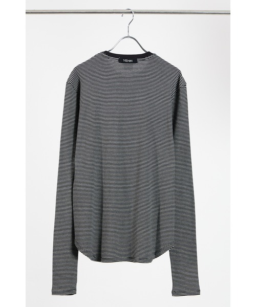 YENN(イエン)の「【 YENN / イエン 】STRIPE HENRY LONG TEE / ストライプヘンリーネックロングスリーブTシャツ(Tシャツ/カットソー・レディース・ブラック・FREE)」の11枚目の写真