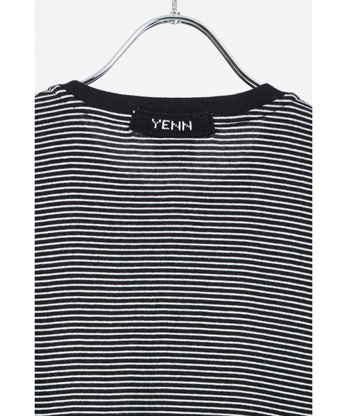 YENN(イエン)の「【 YENN / イエン 】STRIPE HENRY LONG TEE / ストライプヘンリーネックロングスリーブTシャツ(Tシャツ/カットソー・レディース・ブラック・FREE)」の3枚目の写真