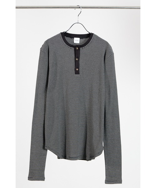 YENN(イエン)の「【 YENN / イエン 】STRIPE HENRY LONG TEE / ストライプヘンリーネックロングスリーブTシャツ(Tシャツ/カットソー・レディース・ブラック・FREE)」の12枚目の写真