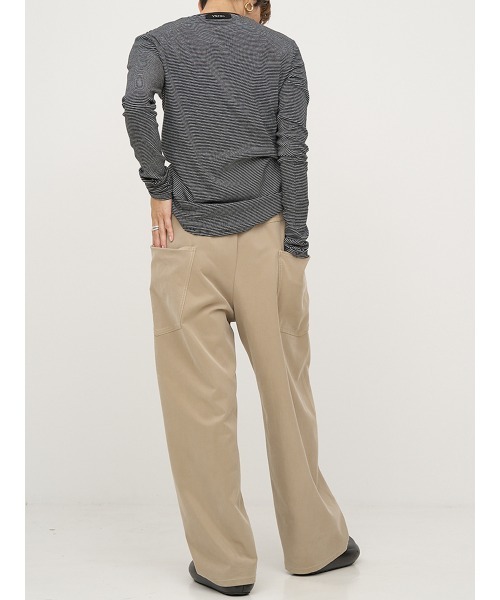 YENN(イエン)の「【 YENN / イエン 】STRIPE HENRY LONG TEE / ストライプヘンリーネックロングスリーブTシャツ(Tシャツ/カットソー・レディース・ブラック・FREE)」の5枚目の写真