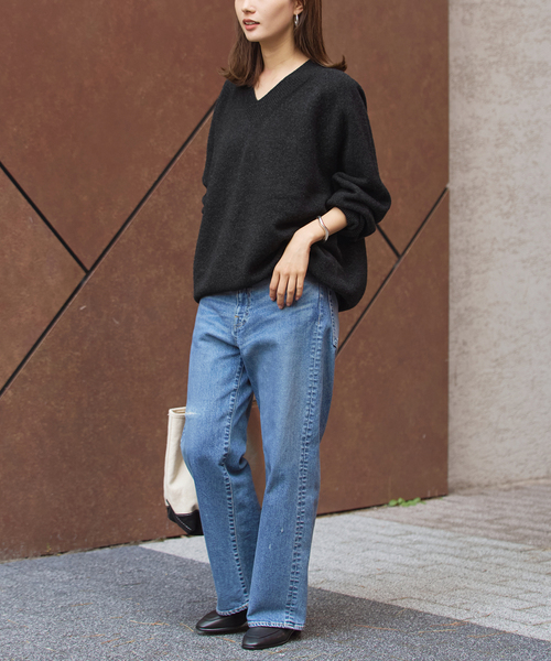 セール】ラグランスリーブ Vネックプルオーバー（ニット/セーター