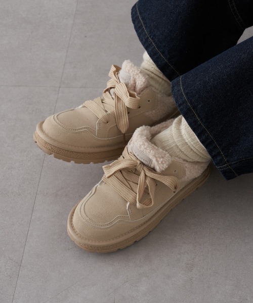 RAY CASSIN（レイカズン）の「ボア付スエードスニーカー（スニーカー・レディース・ベージュ/ライトベージュ・S/L/M）」の2枚目の写真