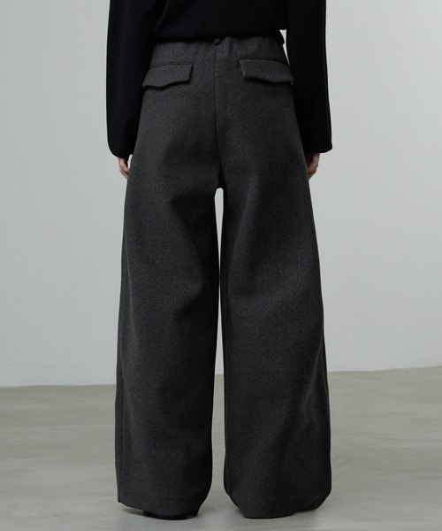 CALLNE】Knit Melton 1tuck Wide Straight Pants / ニットメルトン1