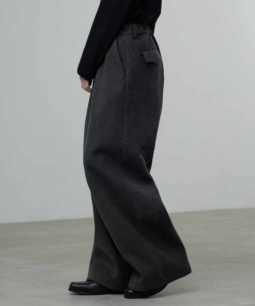 CALLNE】Knit Melton 1tuck Wide Straight Pants / ニットメルトン1