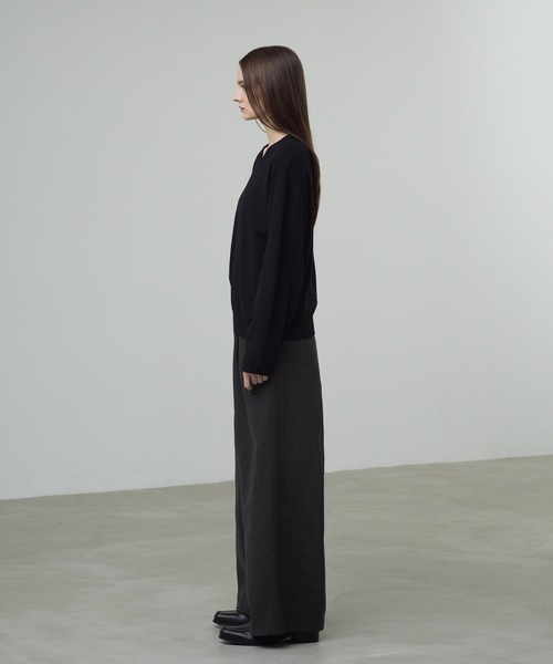 CALLNE(カルネ)の「【CALLNE】Knit Melton 1tuck Wide Straight Pants / ニットメルトン1タックワイドストレートパンツ(スラックス・メンズ・ブラック/チャコールグレー・L/M)」の21枚目の写真