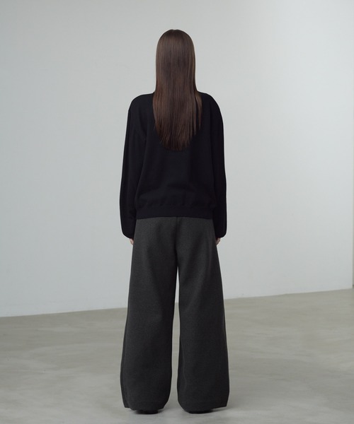CALLNE(カルネ)の「【CALLNE】Knit Melton 1tuck Wide Straight Pants / ニットメルトン1タックワイドストレートパンツ(スラックス・メンズ・ブラック/チャコールグレー・L/M)」の22枚目の写真