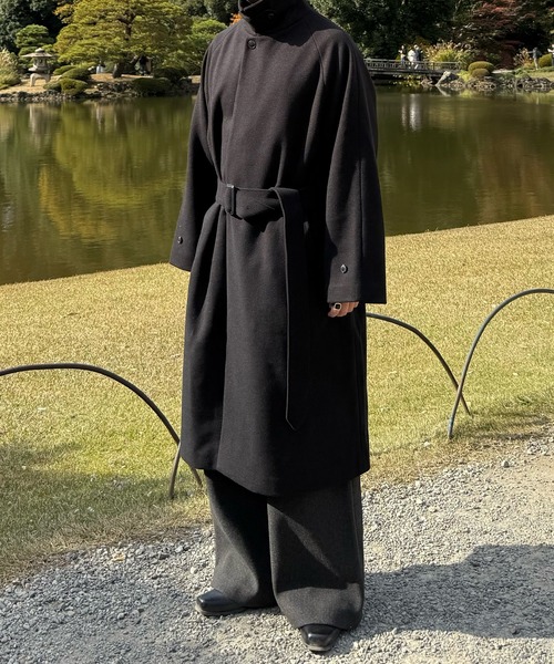 CALLNE(カルネ)の「【CALLNE】Knit Melton 1tuck Wide Straight Pants / ニットメルトン1タックワイドストレートパンツ(スラックス・メンズ・ブラック/チャコールグレー・L/M)」の5枚目の写真