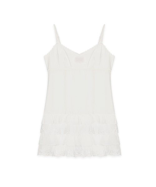 SINOON（シヌーン）の「V-Neck Lace Mix Silky Dress (White)（ワンピース・レディース・ホワイト・FREE）」の3枚目の写真