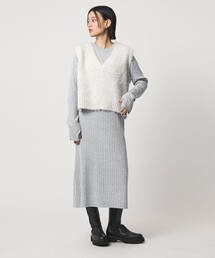 Vネックベスト+リブワンピース <A DAY IN THE LIFE>
