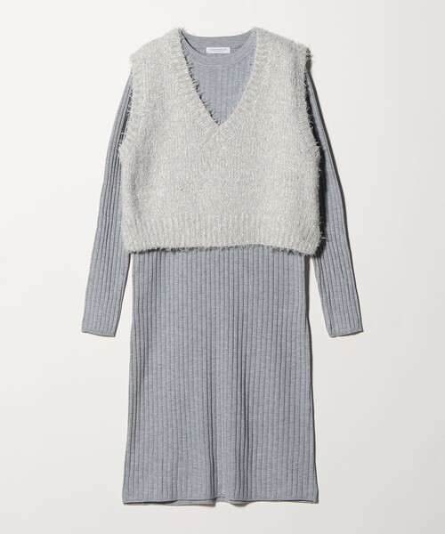 A DAY IN THE LIFE UNITED ARROWS(アデイインザライフユナイテッドアローズ)の「Vネックベスト+リブワンピース <A DAY IN THE LIFE>(ワンピース・レディース・ライトグレー/ネイビー/ベージュ/ブラック・FREE)」の12枚目の写真
