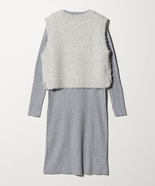 A DAY IN THE LIFE UNITED ARROWS(アデイインザライフユナイテッドアローズ)の「Vネックベスト+リブワンピース <A DAY IN THE LIFE>(ワンピース・レディース・ライトグレー/ネイビー/ベージュ/ブラック・FREE)」の13枚目の写真