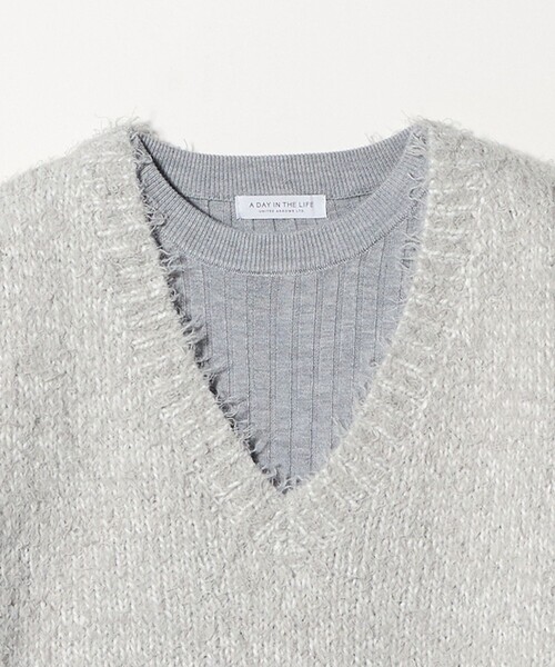 A DAY IN THE LIFE UNITED ARROWS(アデイインザライフユナイテッドアローズ)の「Vネックベスト+リブワンピース <A DAY IN THE LIFE>(ワンピース・レディース・ライトグレー/ネイビー/ベージュ/ブラック・FREE)」の14枚目の写真