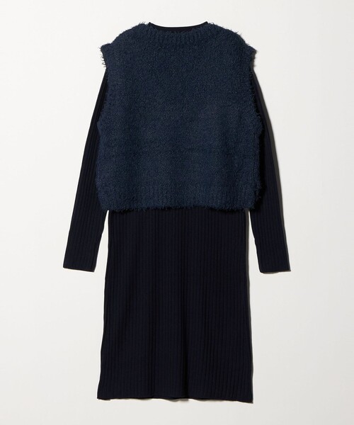 A DAY IN THE LIFE UNITED ARROWS(アデイインザライフユナイテッドアローズ)の「Vネックベスト+リブワンピース <A DAY IN THE LIFE>(ワンピース・レディース・ライトグレー/ネイビー/ベージュ/ブラック・FREE)」の6枚目の写真
