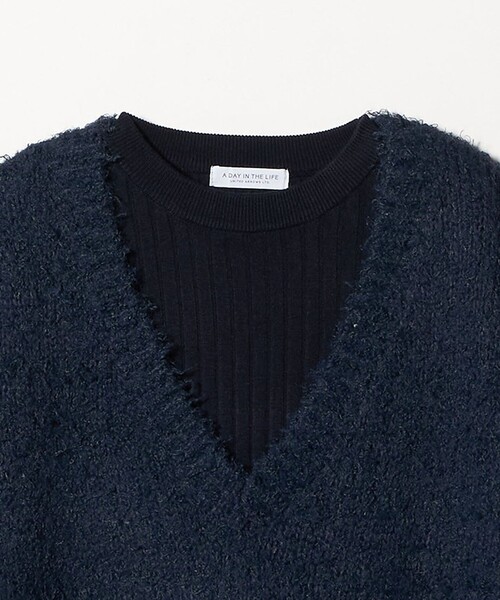 A DAY IN THE LIFE UNITED ARROWS(アデイインザライフユナイテッドアローズ)の「Vネックベスト+リブワンピース <A DAY IN THE LIFE>(ワンピース・レディース・ライトグレー/ネイビー/ベージュ/ブラック・FREE)」の7枚目の写真