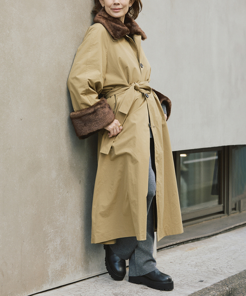 INSCRIRE アンスクリア Balmacaan Fur Liner コート I25AWCT94