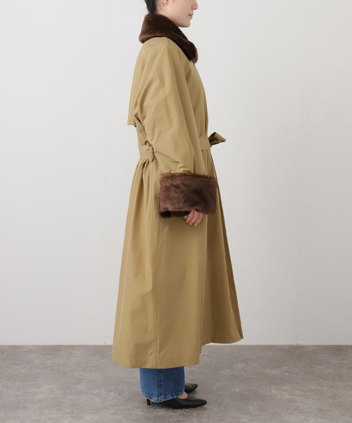 イタリア製 コート INSCRIRE アンスクリア Balmacaan Fur Liner コート I25AWCT94（ステン