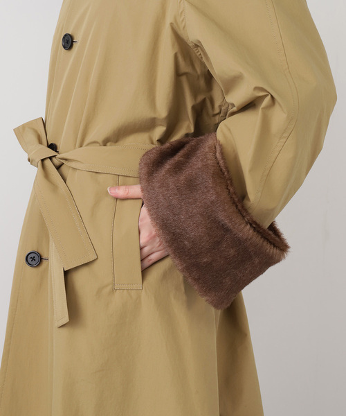 イタリア製 コート INSCRIRE アンスクリア Balmacaan Fur Liner コート I25AWCT94（ステン