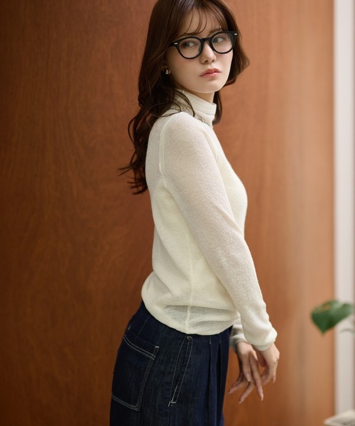 LAULEN(ローレン)の「semi sheer high neck tops /ウール混セミシアーハイネックトップス(その他トップス・レディース・チャコールグレー/アイボリー/ブラック・FREE)」の7枚目の写真